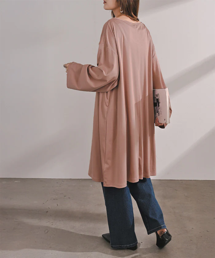 ロンT 接触冷感 チュニック レディース 涼しい トップス 長袖 Tシャツ カットソー ロング プラスサイズ Vネック ドルマン ドルマンスリーブ ゆったり 無地 体型カバー お尻が隠れる 大きいサイズ おしゃれ 白 黒 春 夏 HUG.U - Image 30