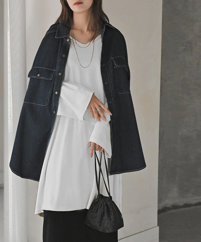 ロンT 接触冷感 チュニック レディース 涼しい トップス 長袖 Tシャツ カットソー ロング プラスサイズ Vネック ドルマン ドルマンスリーブ ゆったり 無地 体型カバー お尻が隠れる 大きいサイズ おしゃれ 白 黒 春 夏 HUG.U - Image 5