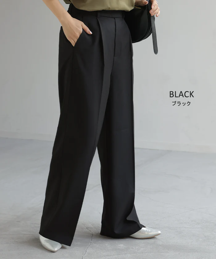 パンツ ワイド ■一部7月中旬入荷 レディース ロング ロングパンツ ワイドパンツ ボトムス ボトム ズボン ストレッチ シワになりにくい 洗濯機 可能 通勤 美脚 体型カバー 大きいサイズ 高身長 低身長 黒 グレー 秋 冬 HUG.U - Image 20