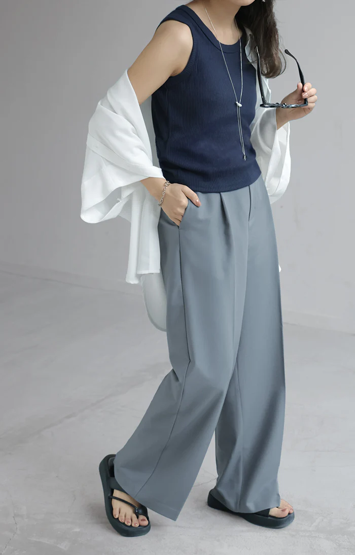 パンツ ワイド ■一部7月中旬入荷 レディース ロング ロングパンツ ワイドパンツ ボトムス ボトム ズボン ストレッチ シワになりにくい 洗濯機 可能 通勤 美脚 体型カバー 大きいサイズ 高身長 低身長 黒 グレー 秋 冬 HUG.U - Image 4