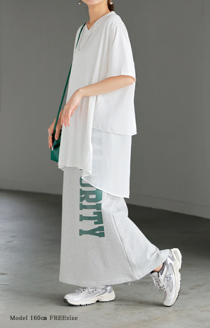 【夏セール】 Tシャツ シフォン レディース 綿 混 トップス 半袖 透け シアー カットソー ロング ティーシャツ チュニック Vネック ドルマン ドルマンスリーブ ゆったり 無地 体型カバー フレア きれいめ お尻が隠れる 大きいサイズ おしゃれ 白 黒 春 夏 HUG.U メール便 - Image 9