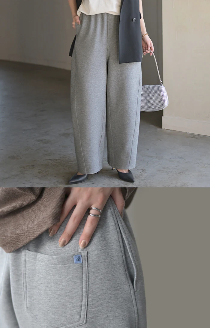 パンツ バレルレッグ レディース ワイド ワイドパンツ ロング ロングパンツ 体型カバー ボトムス ボトム ズボン ゆったり ハイウエスト ストレッチ 美脚 大きいサイズ ウエストゴム ダンボール きれいめ 黒 グレー 秋 冬 HUG.U - Image 3