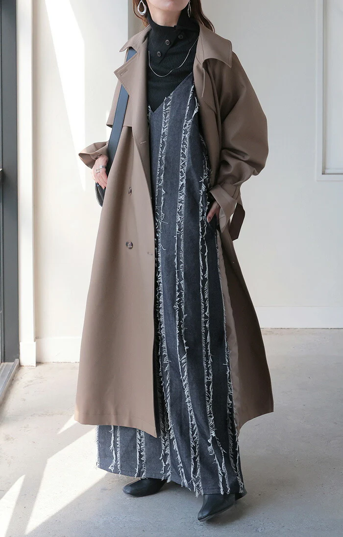 ワンピース デニム フリンジ ワンピ デニムワンピース キャミワンピ レディース キャミソールワンピース Aライン ノースリーブ タンクトップ ロングワンピ レイヤード 体型カバー 大きいサイズ インディゴ ネイビー 春 夏 HUG.U - Image 15