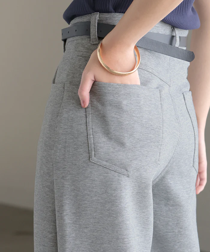 パンツ バレルレッグ レディース ワイド ワイドパンツ ロング ロングパンツ ポンチ 体型カバー ボトムス ボトム ストレート リラックス ズボン ゆったり ハイウエスト ストレッチ 美脚 大きいサイズ ウエストゴム きれいめ 黒 カーキ 秋 冬 HUG.U - Image 18