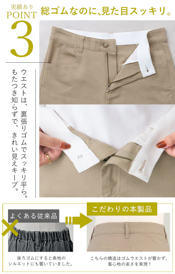 パンツ ワイド レディース 選べる 丈 ■一部7月中旬入荷 バギー ワイドパンツ 綿 混 ロング ロングパンツ チノパン 体型カバー ボトムス ボトム ストレート ズボン ゆったり ハイウエスト ストレッチ ウエストゴム 美脚 大きいサイズ カジュアル 黒 白 春 夏 HUG.U - Image 7