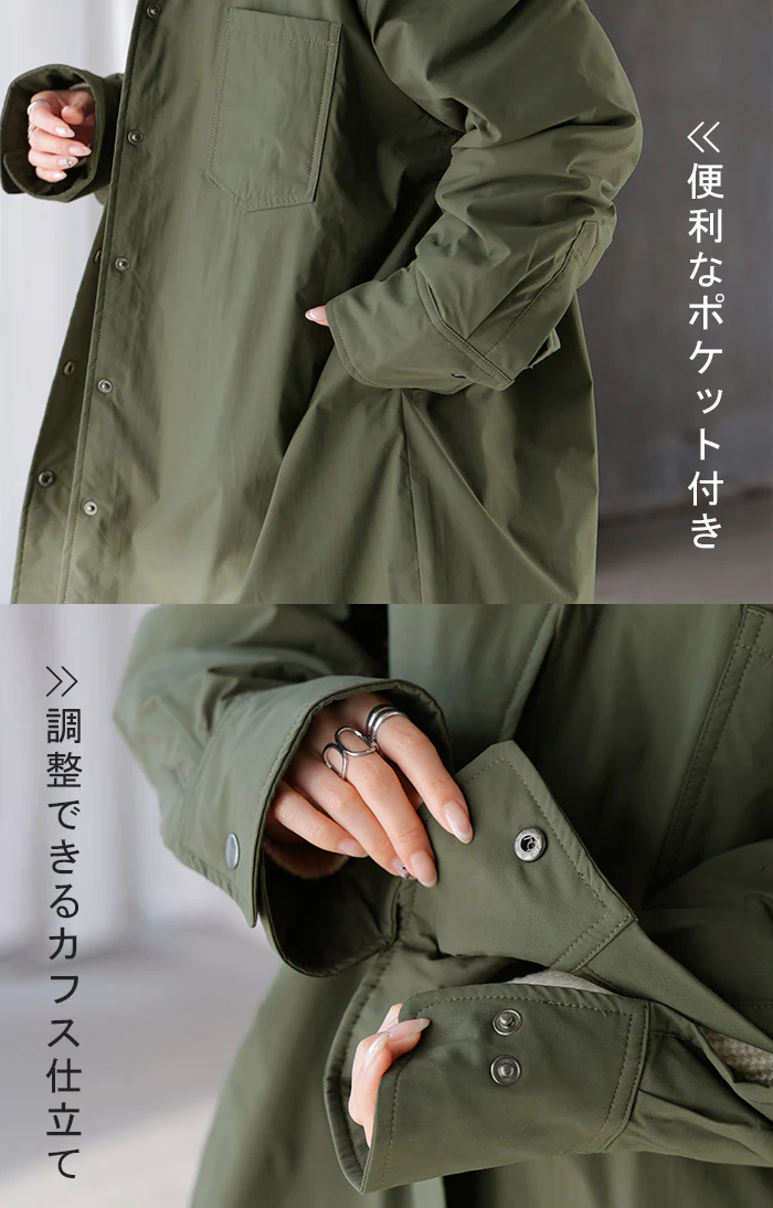 アウター ジャケット 中綿 撥水 レディース トップス シャツジャケット コート ブルゾン オーバー ミリタリー あったか あったかアウター 軽量 羽織 保温 レイヤード オーバーサイズ 大きいサイズ 体型カバー 暖かい お尻が隠れる 黒 グレー 秋 冬 HUG.U - Image 21