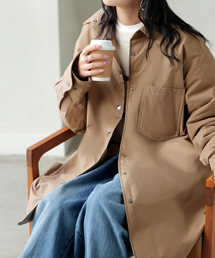 アウター ジャケット 中綿 撥水 レディース トップス シャツジャケット コート ブルゾン オーバー ミリタリー あったか あったかアウター 軽量 羽織 保温 レイヤード オーバーサイズ 大きいサイズ 体型カバー 暖かい お尻が隠れる 黒 グレー 秋 冬 HUG.U - Image 26