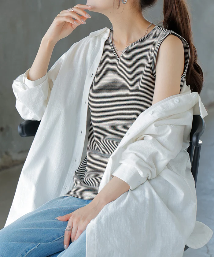 【3点500円OFF・5点以上1,000円OFF】「選べる4タイプ」 タンクトップ レイヤード インナー ■一部7月中旬入荷 トップス タンク レディース 無地 カットソー ノースリーブ キャミソール Uネック クルーネック ゆったり ストレッチ 大人 黒 白 春 夏 HUG.U メール便 - Image 14