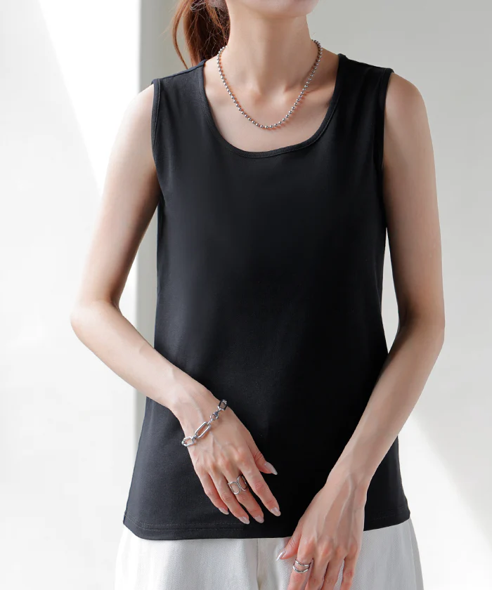 【3点500円OFF・5点以上1,000円OFF】「選べる4タイプ」 タンクトップ レイヤード インナー ■一部7月下旬入荷 トップス タンク レディース 無地 カットソー ノースリーブ キャミソール Uネック クルーネック ゆったり ストレッチ 大人 黒 白 春 夏 HUG.U メール便 - Image 38