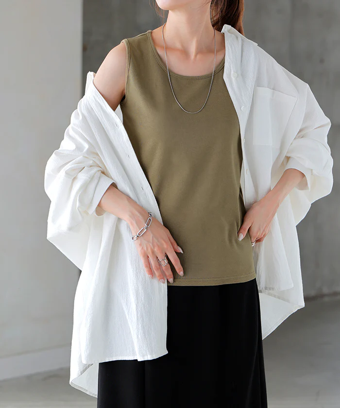 【3点500円OFF・5点以上1,000円OFF】「選べる4タイプ」 タンクトップ レイヤード インナー ■一部7月下旬入荷 トップス タンク レディース 無地 カットソー ノースリーブ キャミソール Uネック クルーネック ゆったり ストレッチ 大人 黒 白 春 夏 HUG.U メール便 - Image 41