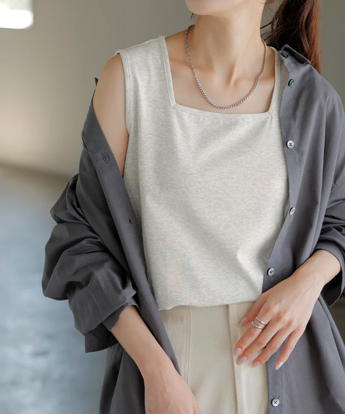 【3点500円OFF・5点以上1,000円OFF】「選べる4タイプ」 タンクトップ レイヤード インナー ■一部7月下旬入荷 トップス タンク レディース 無地 カットソー ノースリーブ キャミソール Uネック クルーネック ゆったり ストレッチ 大人 黒 白 春 夏 HUG.U メール便 - Image 55