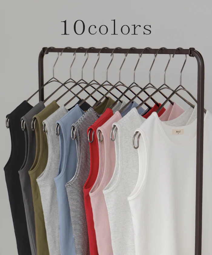 【3点500円OFF・5点以上1,000円OFF】「選べる4タイプ」 ■一部7月中旬入荷 タンクトップ レイヤード インナー トップス タンク レディース 無地 カットソー ノースリーブ キャミソール Uネック クルーネック ゆったり ストレッチ 大人 黒 白 春 夏 HUG.U メール便 - Image 4