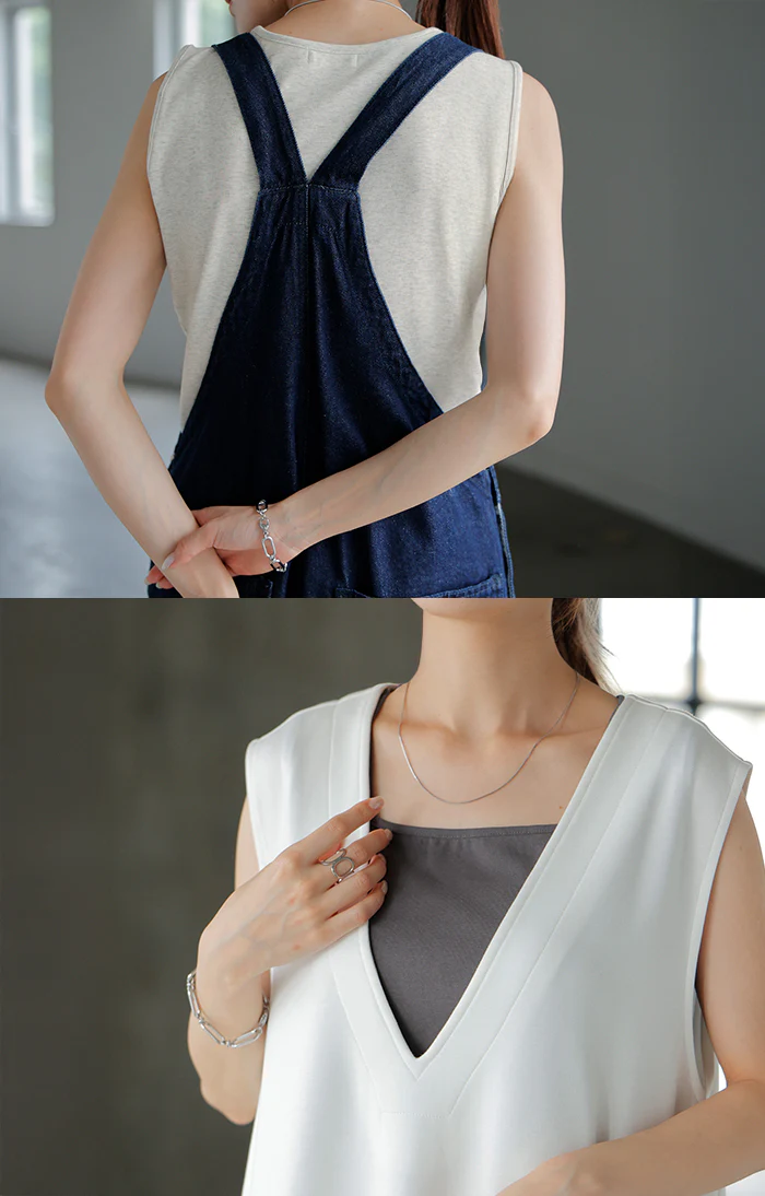 【3点500円OFF・5点以上1,000円OFF】「選べる4タイプ」 ■一部7月下旬入荷 タンクトップ レイヤード インナー トップス タンク レディース 無地 カットソー ノースリーブ キャミソール Uネック クルーネック ゆったり ストレッチ 大人 黒 白 春 夏 HUG.U メール便 - Image 30