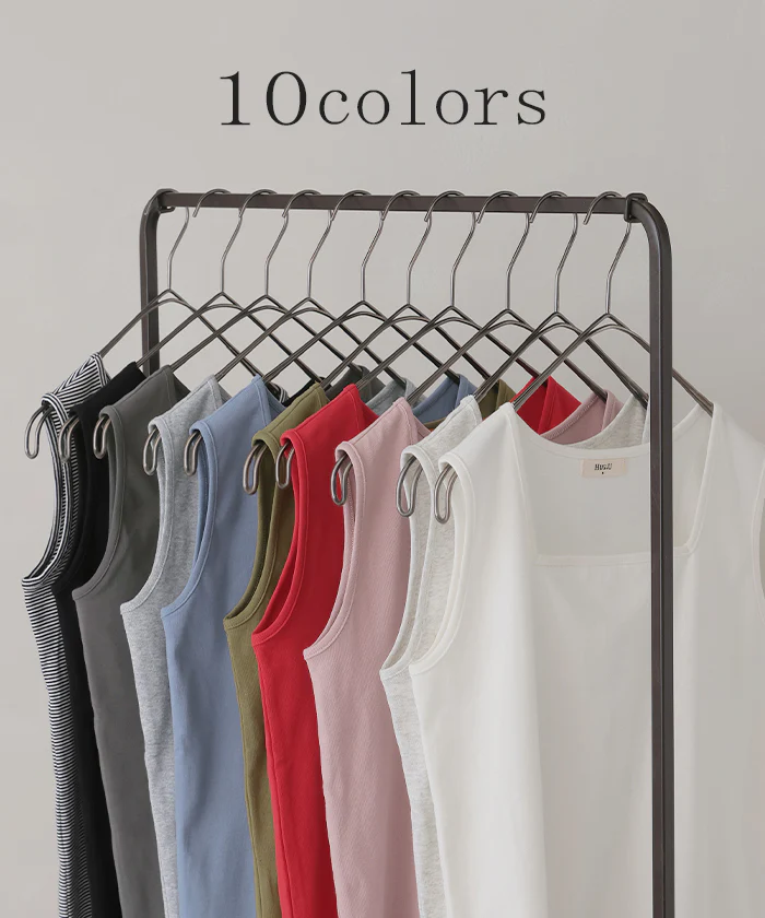 【3点500円OFF・5点以上1,000円OFF】「選べる4タイプ」 ■一部7月下旬入荷 タンクトップ レイヤード インナー トップス タンク レディース 無地 カットソー ノースリーブ キャミソール Uネック クルーネック ゆったり ストレッチ 大人 黒 白 春 夏 HUG.U メール便 - Image 4