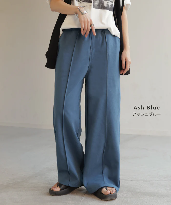パンツ ワイド タックパンツ 選べる 2丈 スウェット レディース タック ワイドパンツ ロング ロングパンツ 体型カバー ボトムス ボトム センター ピンタック ストレート ズボン ゆったり ハイウエスト ストレッチ 美脚 大きいサイズ 白 黒 秋 冬 HUG.U - Image 11