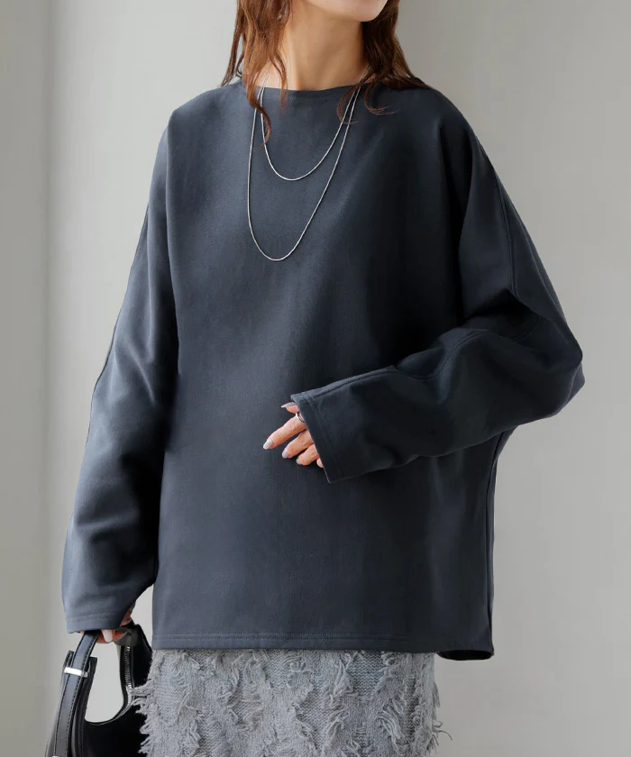 ロンT 裏 パイル ボートネック レディース トップス 長袖 Tシャツ カットソー ロング ティーシャツ ビッグ プラスサイズ ウラケ 裏毛 長い ドルマン ドルマンスリーブ ゆったり 無地 体型カバー お尻が隠れる カジュアル 大きいサイズ おしゃれ 白 黒 秋 冬 HUG.U - Image 37
