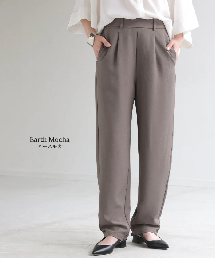 パンツ イージーケア ウール ライク ワイド テーパード タックパンツ レディース タック ワイドパンツ ストレッチ ロング ロングパンツ 体型カバー ボトムス ボトム ストレート シワになりにくい ズボン ゆったり 大きいサイズ 黒 グレー 秋 冬 HUG.U - Image 19