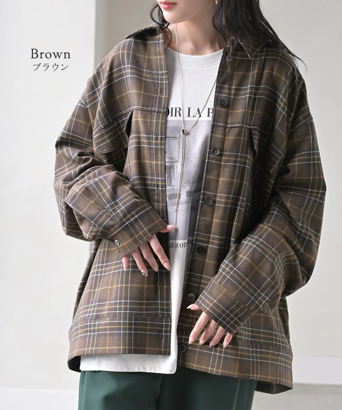 シャケット シャツ ジャケット チェックシャツ レディース トップス ロング ロングシャツ アウター チュニック 長袖 チェック 柄 羽織 ライトアウター きれいめ ゆったり オーバーサイズ 大きいサイズ 体型カバー お尻が隠れる メンズライク 黒 秋 冬 HUG.U - Image 12