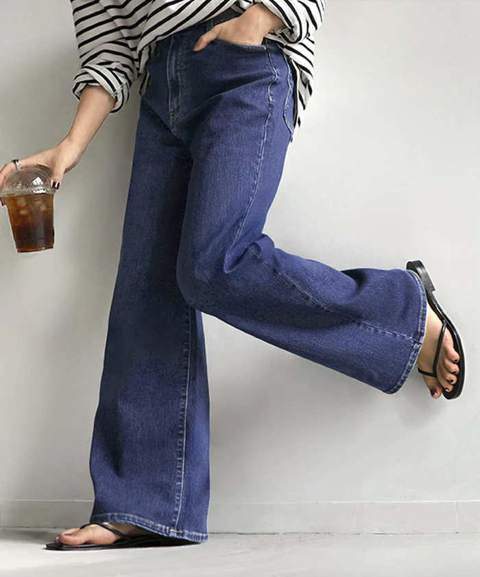 デニム パンツ 美脚 デニムパンツ レディース ワイドパンツ ワイド ジーンズ ジーパン 体型カバー ボトムス ボトム ストレート ズボン ゆったり ハイウエスト 伸びる ゴム ストレッチ 大きいサイズ 秋 冬 HUG.U - Image 27