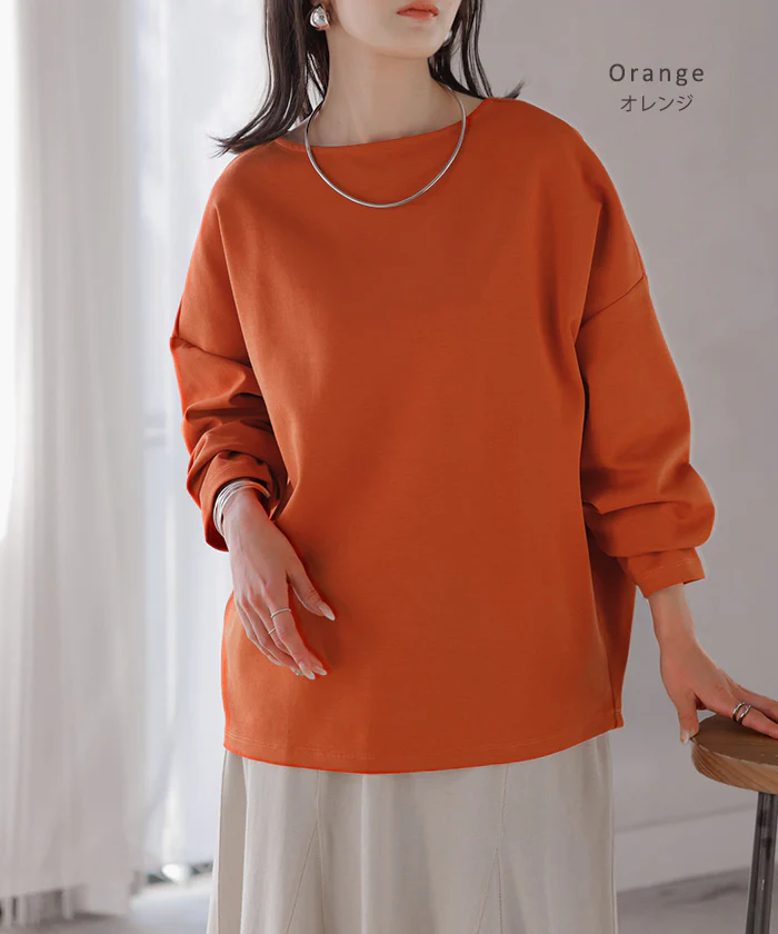 ロンT 選べる ネック ポンチ レディース トップス 長袖 Tシャツ カットソー ロング ティーシャツ シワになりにくい ストレッチ キーネック クルーネック ドルマン ゆったり 無地 体型カバー 大きいサイズ おしゃれ 白 黒 秋 冬 HUG.U - Image 13