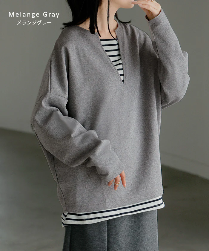 ロンT 選べる ネック ポンチ レディース トップス 長袖 Tシャツ カットソー ロング ティーシャツ シワになりにくい ストレッチ キーネック クルーネック ドルマン ゆったり 無地 体型カバー 大きいサイズ おしゃれ 白 黒 秋 冬 HUG.U - Image 21