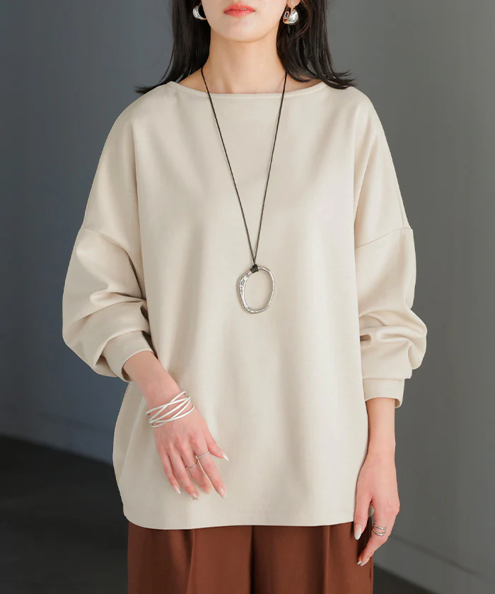 ロンT 選べる ネック ポンチ レディース トップス 長袖 Tシャツ カットソー ロング ティーシャツ シワになりにくい ストレッチ キーネック クルーネック ドルマン ゆったり 無地 体型カバー 大きいサイズ おしゃれ 白 黒 秋 冬 HUG.U - Image 31