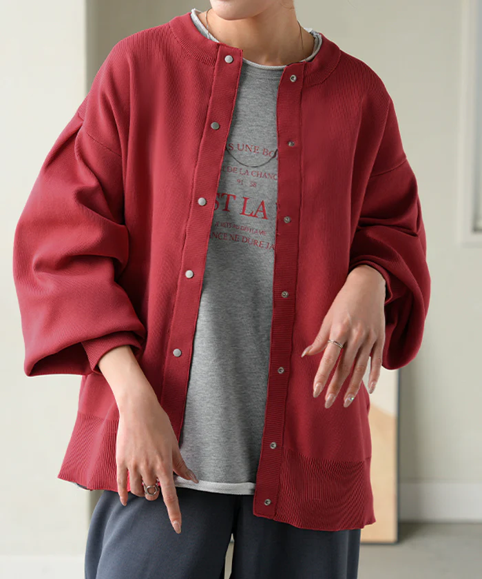 カーディガン スポンジニット 軽量 レディース ニット カーデ トップス セーター ロング ニットカーディガン 長袖 長い ボリュームスリーブ ぽわん袖 リブ袖 クルーネック 羽織 ゆったり 大きいサイズ 体型カバー カジュアル 黒 グレー 秋 冬 HUG.U - Image 34