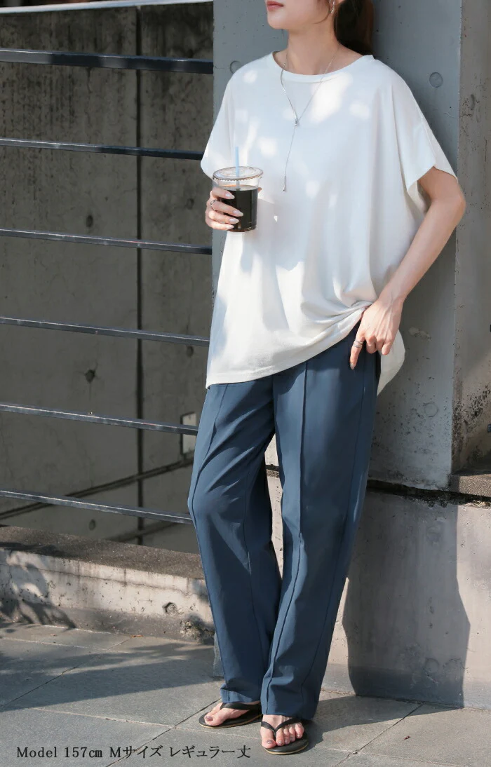 パンツ UVカット 接触冷感 汗ジミ防止 レディース カラーパンツ カラー ワイドパンツ ロング ロングパンツ 微 撥水 体型カバー ボトムス ボトム ストレート ズボン ゆったり ハイウエスト ストレッチ 美脚 大きいサイズ 黒 グレー 春 夏 HUG.U - Image 4