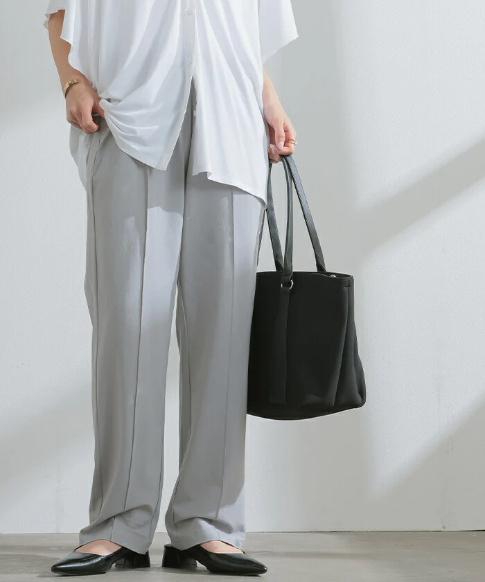 パンツ UVカット 接触冷感 汗ジミ防止 レディース カラーパンツ カラー ワイドパンツ ロング ロングパンツ 微 撥水 体型カバー ボトムス ボトム ストレート ズボン ゆったり ハイウエスト ストレッチ 美脚 大きいサイズ 黒 グレー 春 夏 HUG.U - Image 6