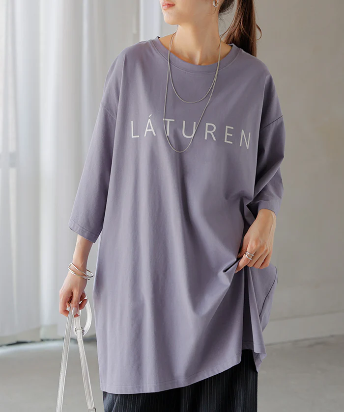 Tシャツ ロゴ 接触冷感 トップス レディース 半袖 プリント カットソー ロング ティーシャツ チュニック ビッグ プラスサイズ クルーネック 長い ドルマン ゆったり 無地 二の腕カバー 体型カバー お尻が隠れる 大きいサイズ 白 黒 春 夏 HUG.U メール便 - Image 29