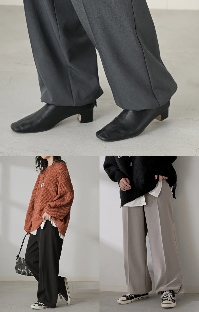 パンツ 裏起毛 ストレッチ " 選べる 2丈 " ワイド レディース フリース スラックス あったか ワイドパンツ ロング 体型カバー ボトムス ボトム ストレート ズボン ゆったり ハイウエスト 美脚 大きいサイズ きれいめ カジュアル 黒 グレー 秋 冬 HUG.U - Image 21