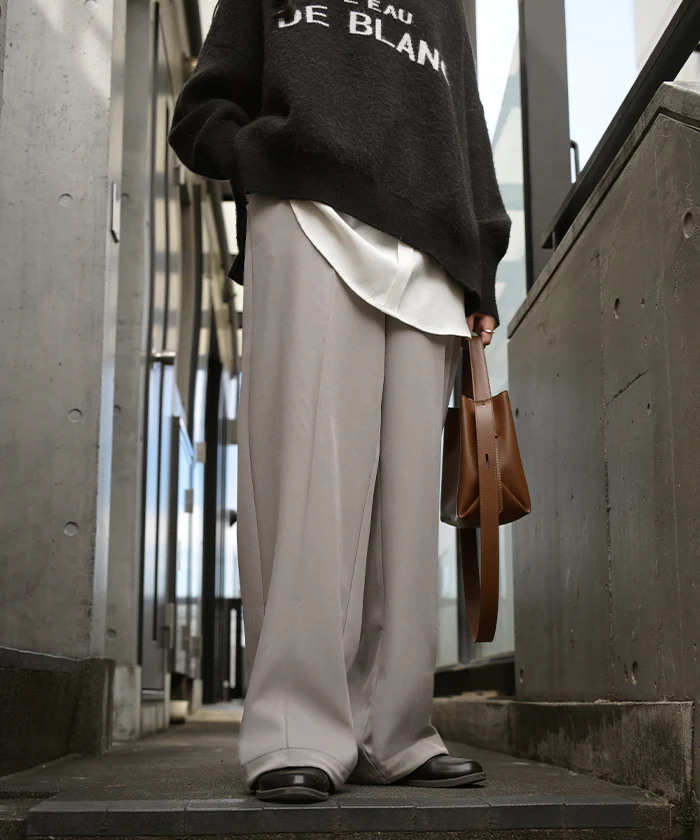 パンツ 裏起毛 ストレッチ " 選べる 2丈 " ワイド レディース フリース スラックス あったか ワイドパンツ ロング 体型カバー ボトムス ボトム ストレート ズボン ゆったり ハイウエスト 美脚 大きいサイズ きれいめ カジュアル 黒 グレー 秋 冬 HUG.U - Image 9