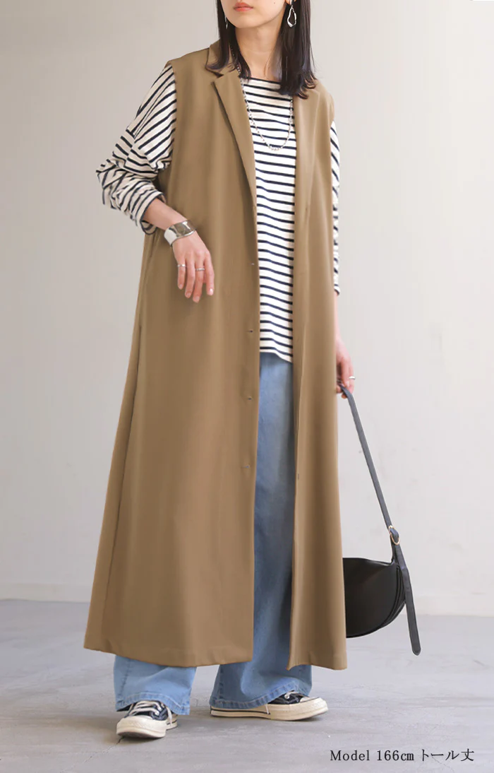 ベスト ジレ ロング 選べる2丈 レディース ■一部7月中旬入荷 アウター トップス ロングベスト ロングジレ ノースリーブ 羽織 レイヤード 体型カバー きれいめ オフィスカジュアル 前開き ゆったり お尻が隠れる 大きいサイズ 黒 ブラウン 秋 冬 HUG.U - Image 21