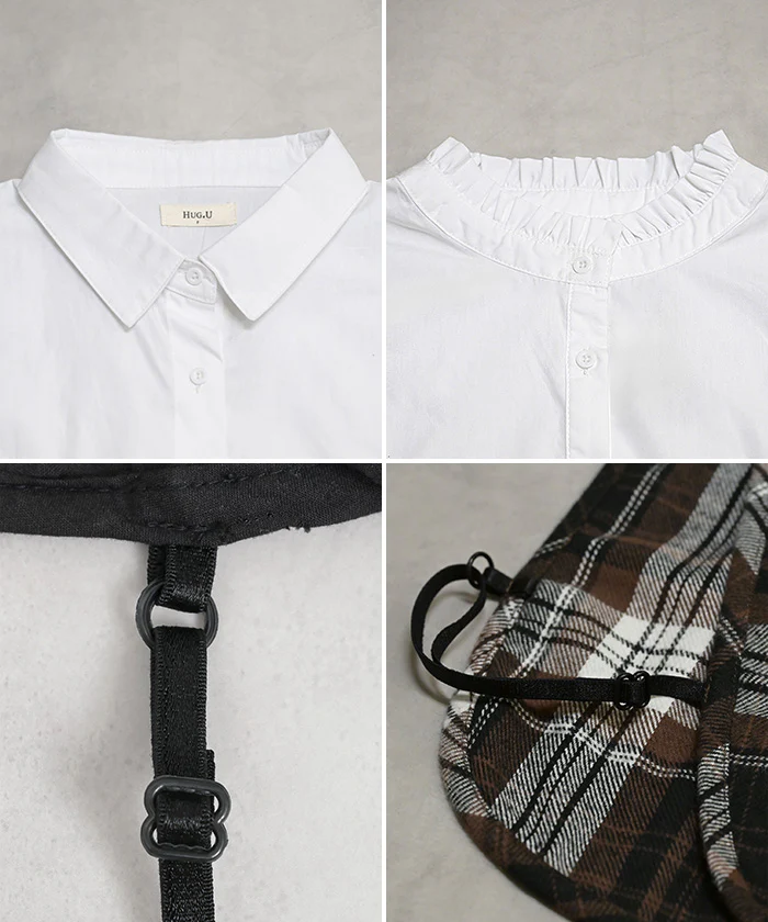 “ ズレない ” つけ襟 レイヤード ■一部7月中旬入荷 シャツ 風 ブラウス レディース フリル 重ね着 チェック 無地 チェックシャツ 付け襟 襟 綿100％ ハイネック スタンドカラー ディッキー レイヤードトップス インナー 小物 シンプル 重ね着風 白 黒 レッド 秋 冬 HUG.U メール便 - Image 34