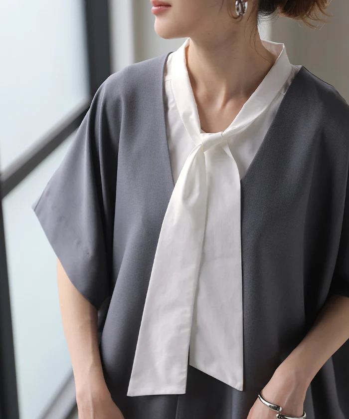 “ ズレない ” つけ襟 レイヤード ■一部7月中旬入荷 シャツ 風 ブラウス レディース フリル 重ね着 チェック 無地 チェックシャツ 付け襟 襟 綿100％ ハイネック スタンドカラー ディッキー レイヤードトップス インナー 小物 シンプル 重ね着風 白 黒 レッド 秋 冬 HUG.U メール便 - Image 47