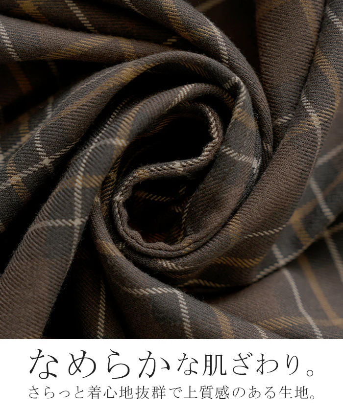 ワンピース ジレ ジャンパースカート 2way チェック ウォッシャブル サロペット レディース ロング ロングワンピース シワになりにくい 微 起毛 レイヤード 重ね着 ゆったり きれいめ オーバーサイズ 大きいサイズ 体型カバー 黒 ブラウン 秋 冬 HUG.U - Image 15