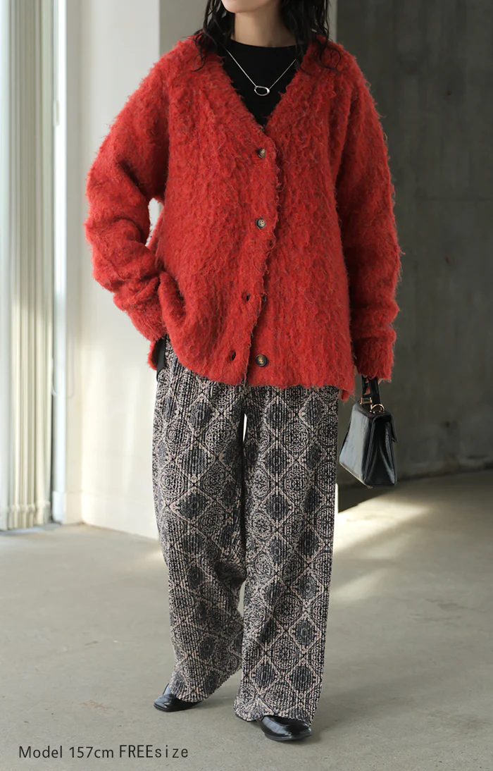 パンツ ワイド " 切れる " 総柄 スエードライク レディース ワイドパンツ ロング ロングパンツ ボトムス ボトム 柄 微起毛 プリーツ ストレート ズボン イージーケア ハイウエスト ストレッチ ゆったり 体型カバー 大きいサイズ グレー ベージュ 秋 冬 HUG.U - Image 21