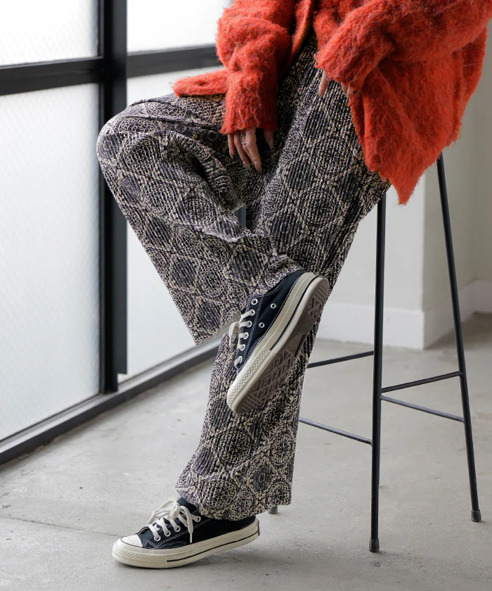 パンツ ワイド " 切れる " 総柄 スエードライク レディース ワイドパンツ ロング ロングパンツ ボトムス ボトム 柄 微起毛 プリーツ ストレート ズボン イージーケア ハイウエスト ストレッチ ゆったり 体型カバー 大きいサイズ グレー ベージュ 秋 冬 HUG.U - Image 26