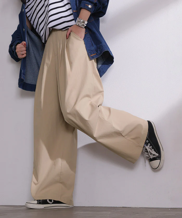 2026SS新作 パンツ ワイド タックパンツ バレルパンツ レディース ■一部7月上旬入荷 タック ワイドパンツ 綿100 ロング ロングパンツ ツータック 体型カバー ボトムス ボトム バレル カーブパンツ ズボン 太め ゆったり ハイウエスト 軽い 美脚 大きいサイズ 黒 グレー 春 冬 HUG.U - Image 26