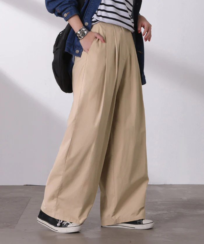 2026SS新作 パンツ ワイド タックパンツ バレルパンツ レディース ■一部7月上旬入荷 タック ワイドパンツ 綿100 ロング ロングパンツ ツータック 体型カバー ボトムス ボトム バレル カーブパンツ ズボン 太め ゆったり ハイウエスト 軽い 美脚 大きいサイズ 黒 グレー 春 冬 HUG.U - Image 5