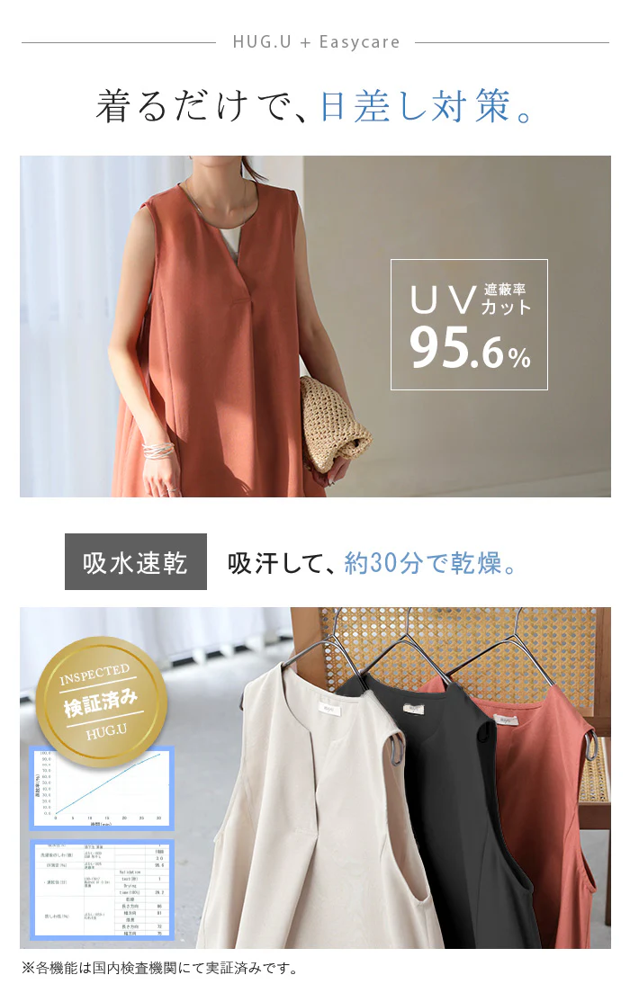 【夏セール】 2026SS新作 ワンピース 【 約30分で乾く 】　洗える ロング ロングワンピース レディース ワンピ ノースリーブ タンクトップ Vネック リネン風 リネンタッチ マシンウォッシャブル UVカット 吸水速乾 シワになりにくい 体型カバー きれいめ 春 夏 イエロー 黒 HUG.U - Image 8