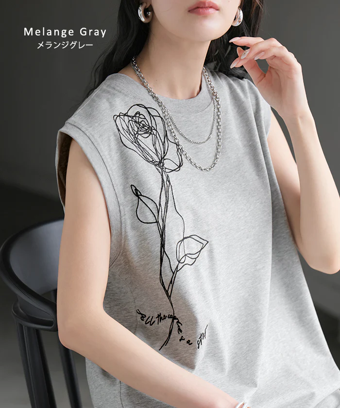 【夏セール】 2026SS新作 タンクトップ 刺繍 花柄 トップス レディース ストレッチ ノースリーブ カットソー チュニック フラワー インナー レイヤード きれいめ ゆったり 体型カバー 大きいサイズ ロング ロング丈 Uネック クルーネック カジュアル ホワイト グレー 春 夏 HUG.U メール便 - Image 12