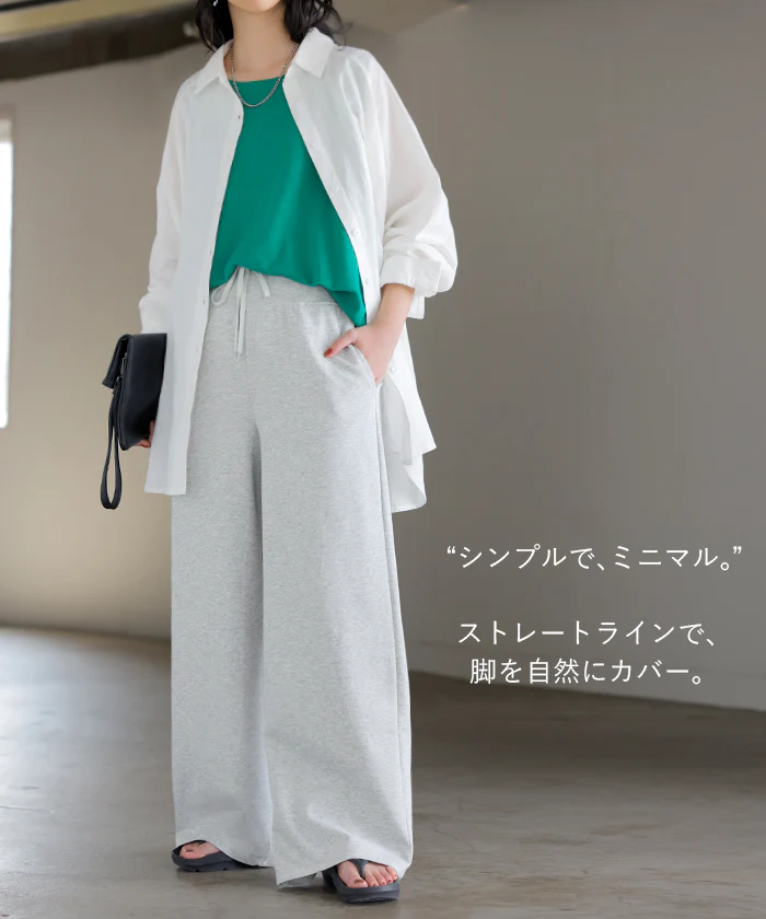 2026SS新作 パンツ ワイド レディース ボトムス シワになりにくい ズボン ずぼん ロングパンツ ロング ストレート ウエストゴム 紐 締め付けない ストレッチ マタニティ 妊娠 初期 妊婦 臨月 飛行機 旅行 体型カバー 大きいサイズ イエロー ブラック 春 夏 HUG.U - Image 12