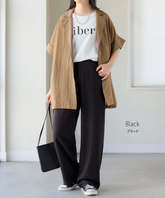 2026SS新作 パンツ スラックス ロングパンツ レディース ボトムス 選べる2丈 ロング ワイドパンツ ストレートパンツ ハイウエスト シワになりにくい 無地 ズボン きれいめ ストレッチ ウエストゴム 楽 大きいサイズ 体型カバー オフィス ブラック グレー 春 夏 HUG.U - Image 12