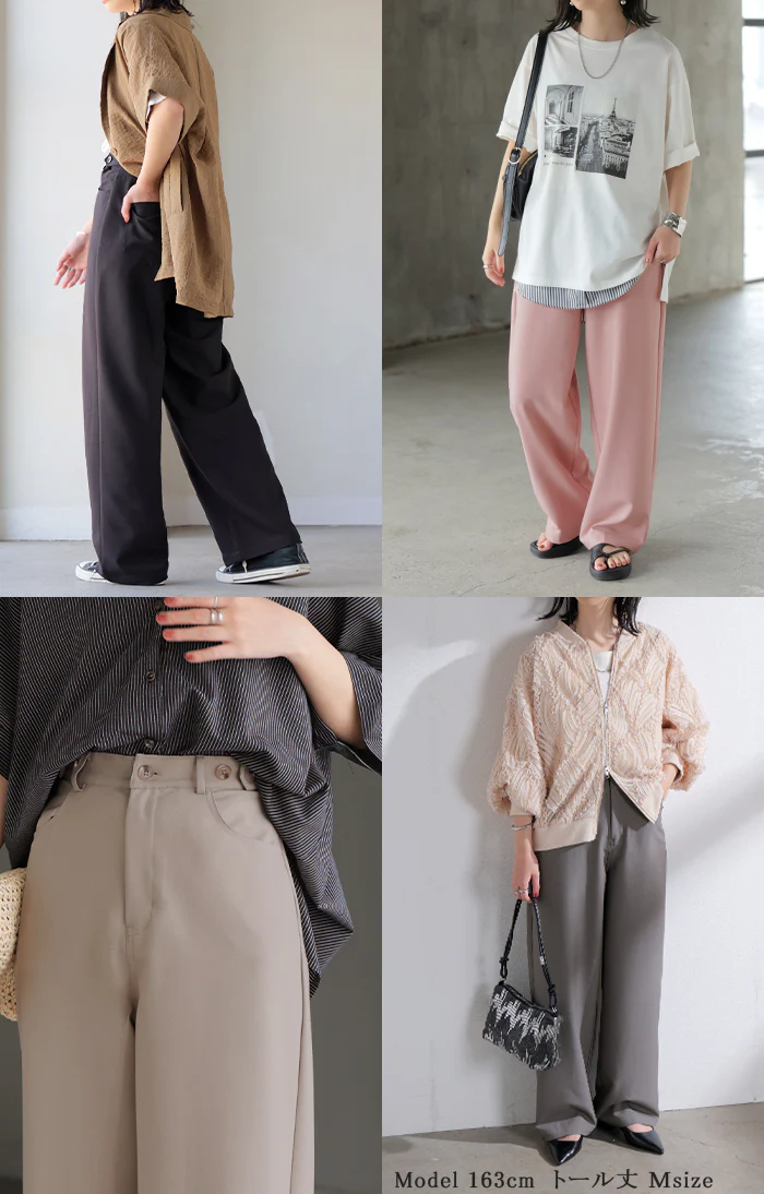 2026SS新作 パンツ スラックス ロングパンツ レディース ボトムス 選べる2丈 ロング ワイドパンツ ストレートパンツ ハイウエスト シワになりにくい 無地 ズボン きれいめ ストレッチ ウエストゴム 楽 大きいサイズ 体型カバー オフィス ブラック グレー 春 夏 HUG.U - Image 21