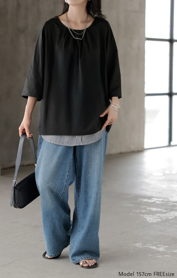 2026SS新作 ブラウス UVカット 接触冷感 吸水速乾 レディース トップス シャツ カットソー Tシャツ 紫外線対策 日焼け対策 涼しい 冷たい ストレッチ 軽い 七分袖 半袖 無地 ボタン通勤 二の腕カバー 体型カバー 大きいサイズ 通勤 黒 白 春 夏 HUG.U メール便 - Image 3