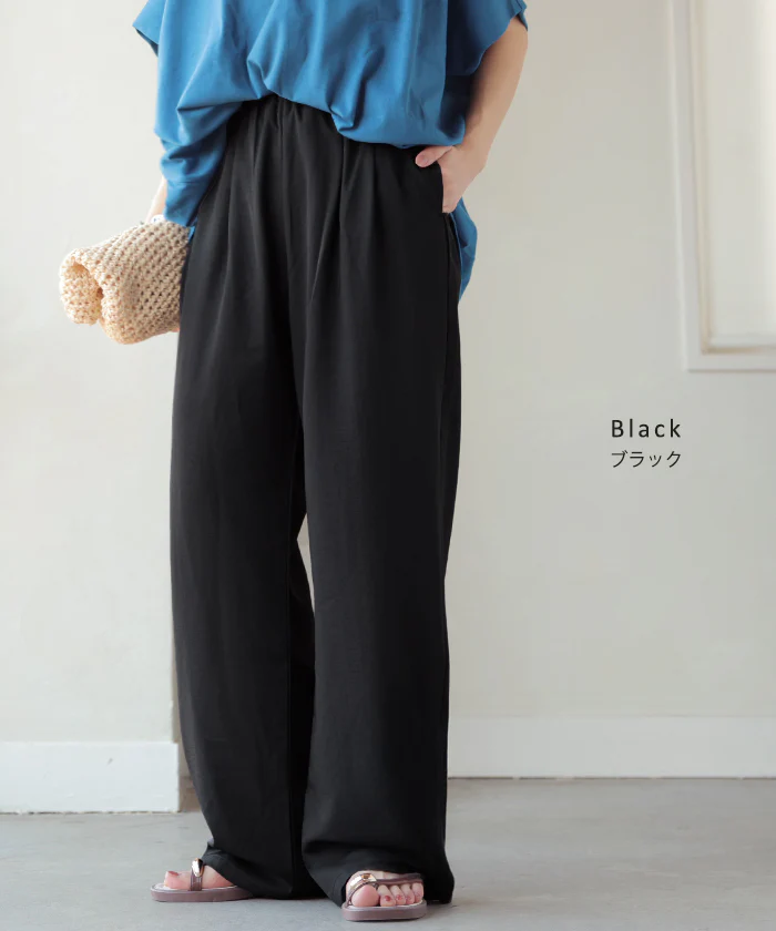 【夏セール】 2026SS新作 パンツ 「シワになりにくい」 ボトムス レディース 軽い 超軽量 選べる2丈 スラックス イージーパンツ ワイドパンツ ウエストゴム ノンアイロン タック 落ち感 体型カバー ズボン センタープレス きれいめ 旅行 機内 大きいサイズ 春 夏 黒 白 HUG.U - Image 15