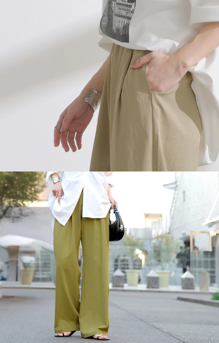 【夏セール】 2026SS新作 パンツ 「シワになりにくい」 ボトムス レディース 軽い 超軽量 選べる2丈 スラックス イージーパンツ ワイドパンツ ウエストゴム ノンアイロン タック 落ち感 体型カバー ズボン センタープレス きれいめ 旅行 機内 大きいサイズ 春 夏 黒 白 HUG.U - Image 19