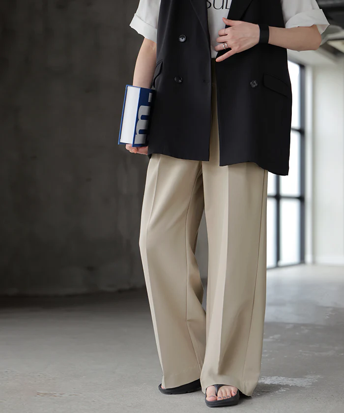 2026SS新作 パンツ グルカパンツ レディース ボトムス ワイドパンツ ベルト付き スラックス 選べる2丈 ロング ハイウエスト ストレート センタープレス タックパンツ 大きいサイズ 調整可能 ゆったり 体型カバー シワになりにくい 春 夏 グレー ブラック HUG.U - Image 17