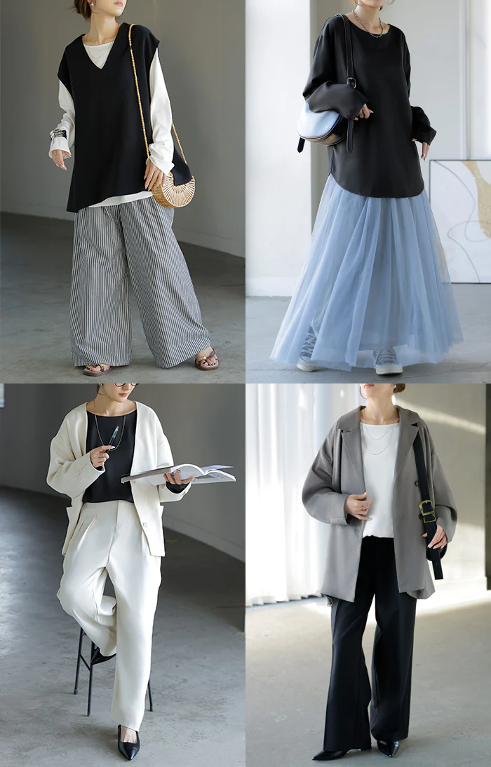 2026SS新作 ブラウス ロンT シワになりにくい トップス ロング シャツ ノーカラー ロングシャツ チュニック クルーネック 長袖 無地 イージーケア きれいめ フォーマル オフィス 入学式 ゆったり 大きいサイズ 体型カバー お尻が隠れる 黒 白 春 夏 HUG.U - Image 20